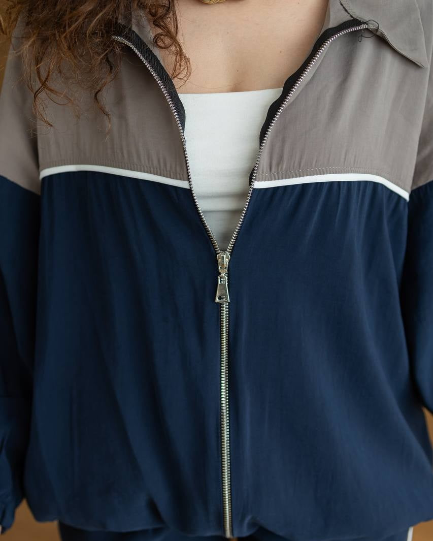 Zipper Jacket with Pant Set