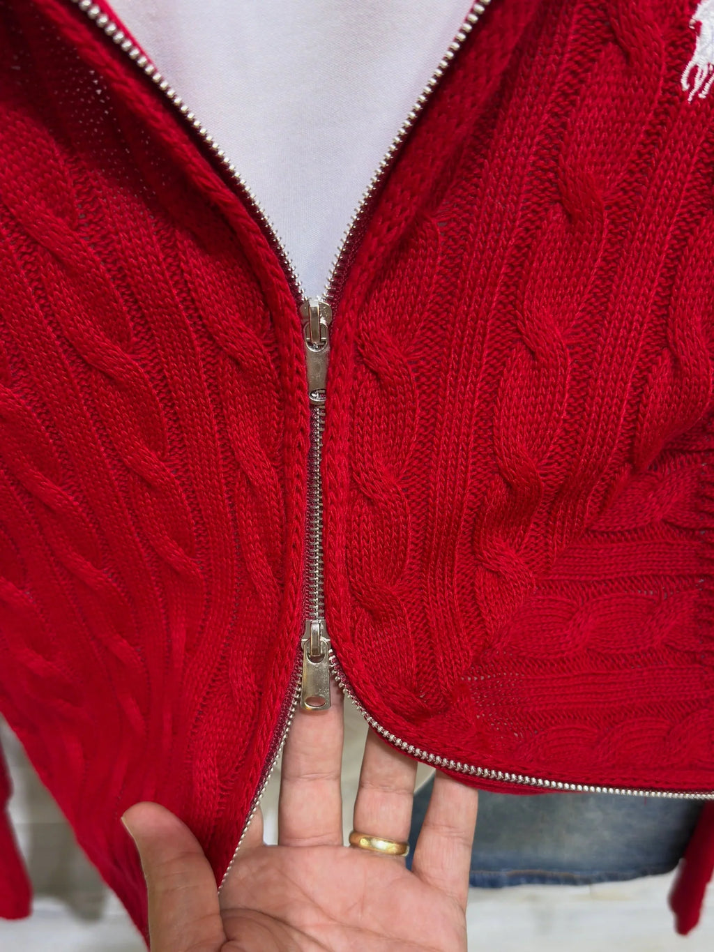 Double Zipper Red Cardigan