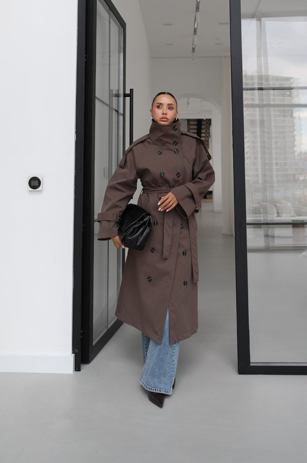 Light Brown Attika Belted Long Trench Coat