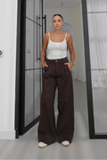 Single-Pleat Front Wide Leg Jean