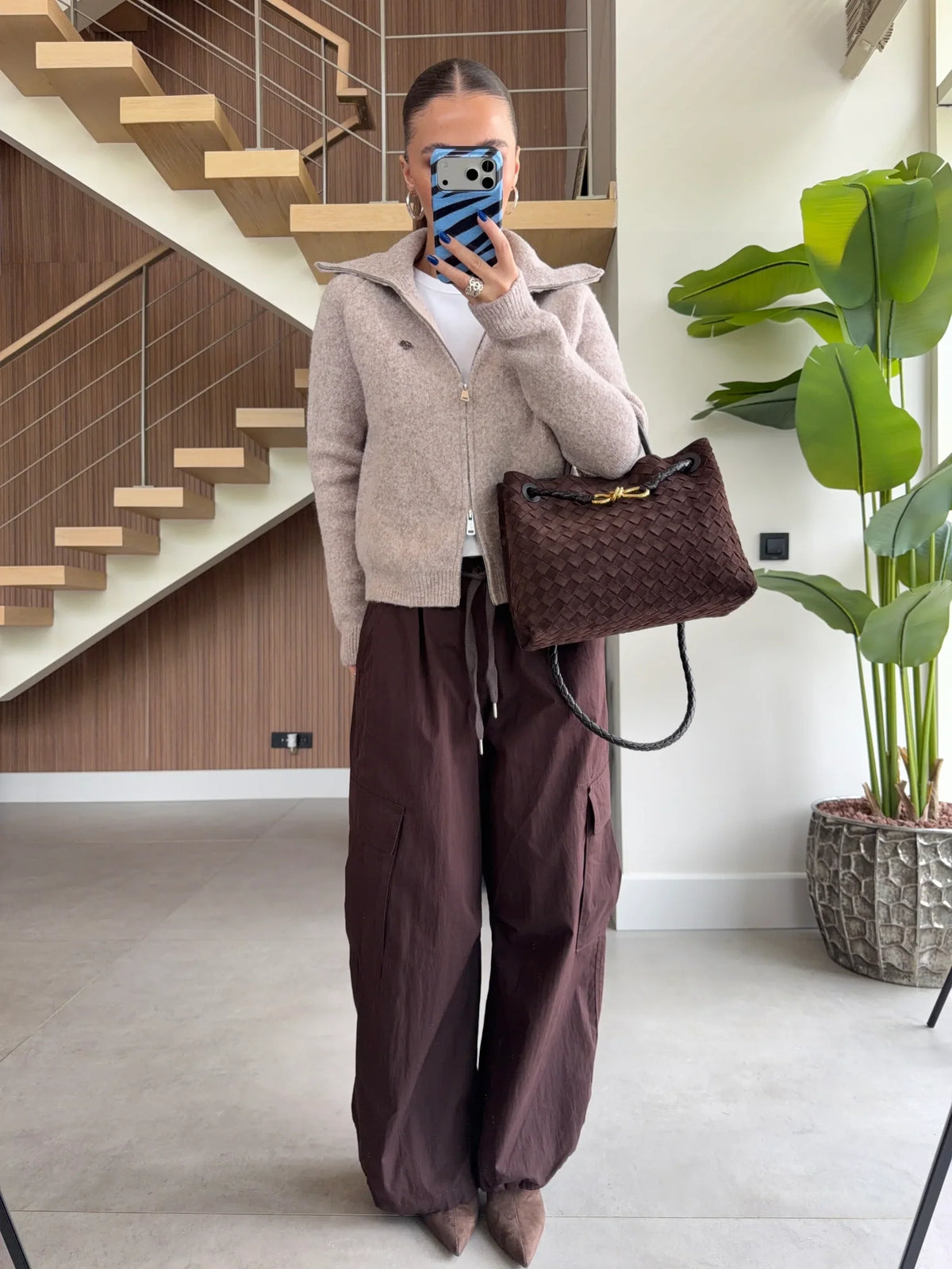 Double-Zip Wool Textured Knitted Cardigan