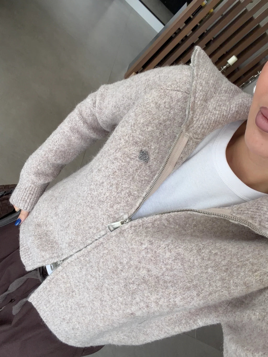 Double-Zip Wool Textured Knitted Cardigan