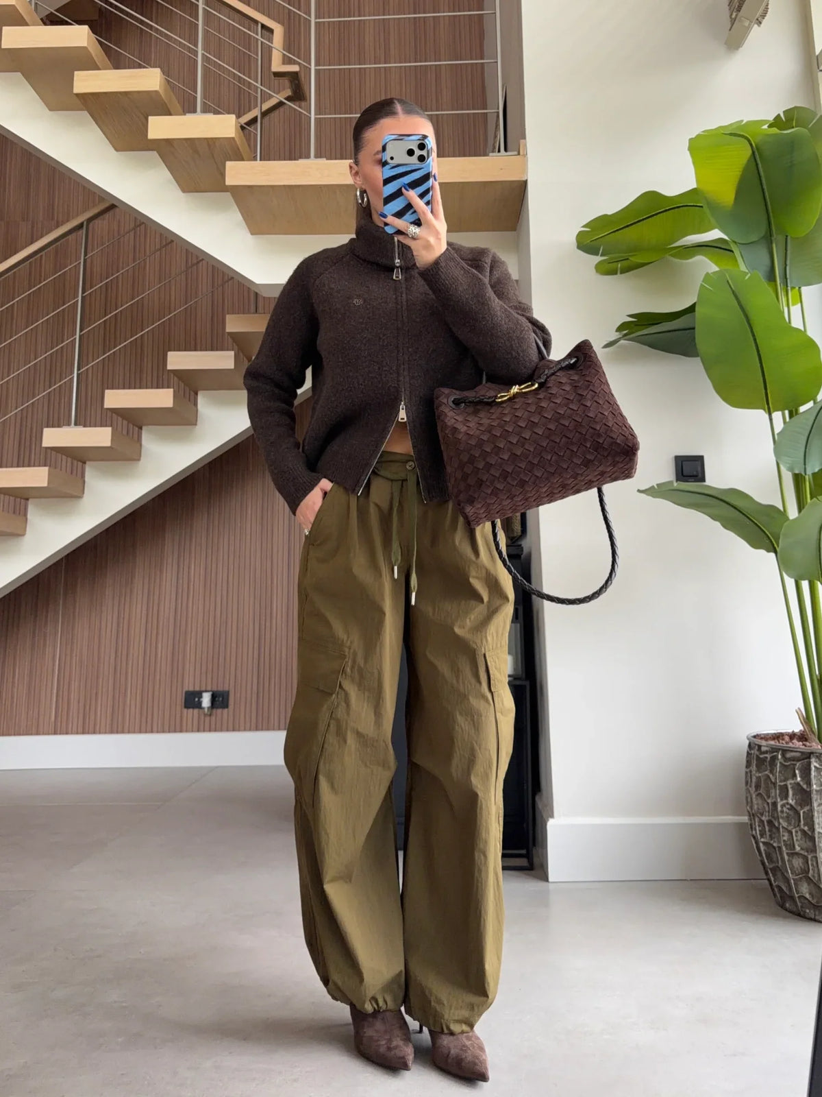 Double-Zip Wool Textured Knitted Cardigan