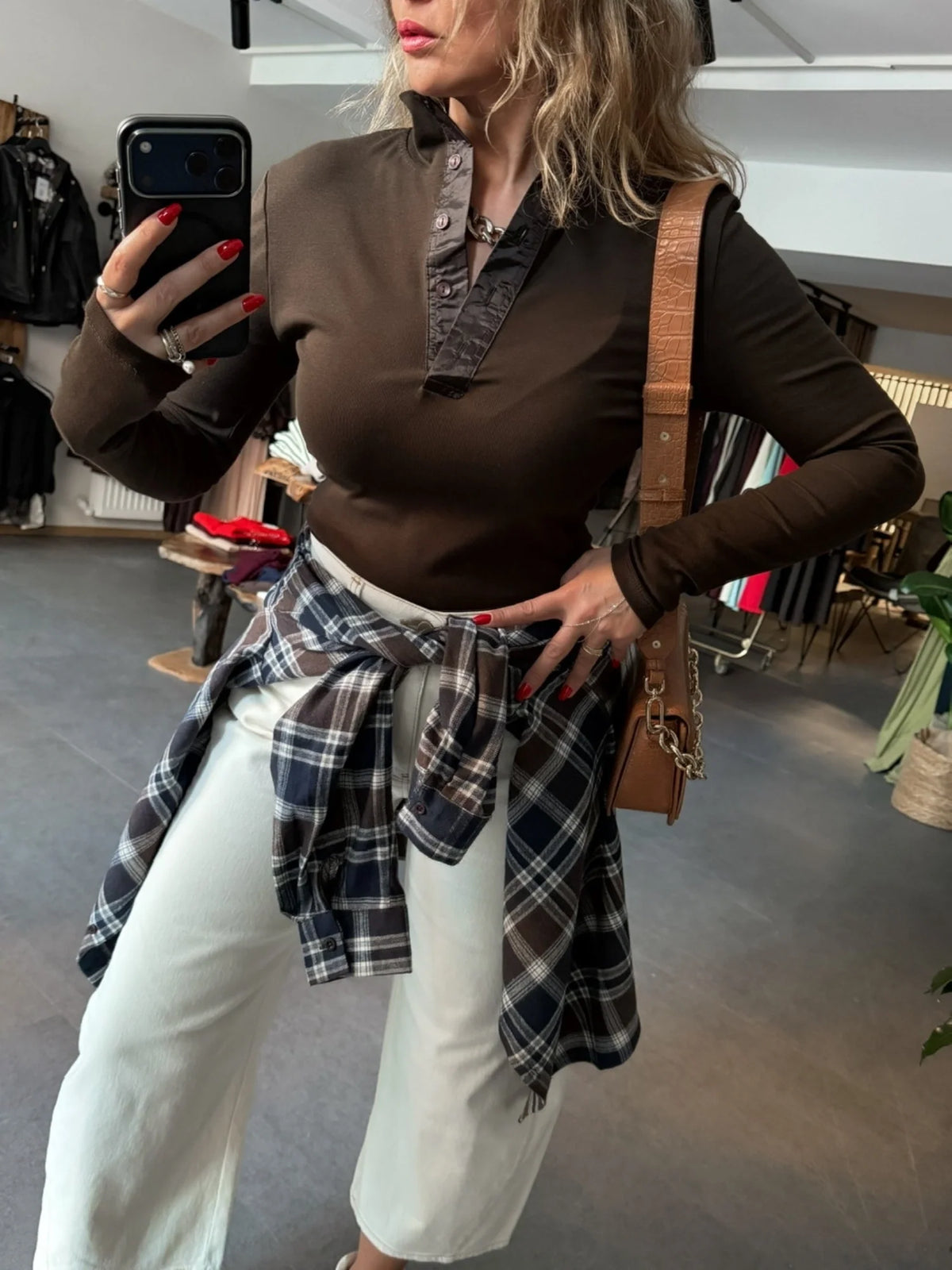 Button-Collar Long Sleeve T-Shirt