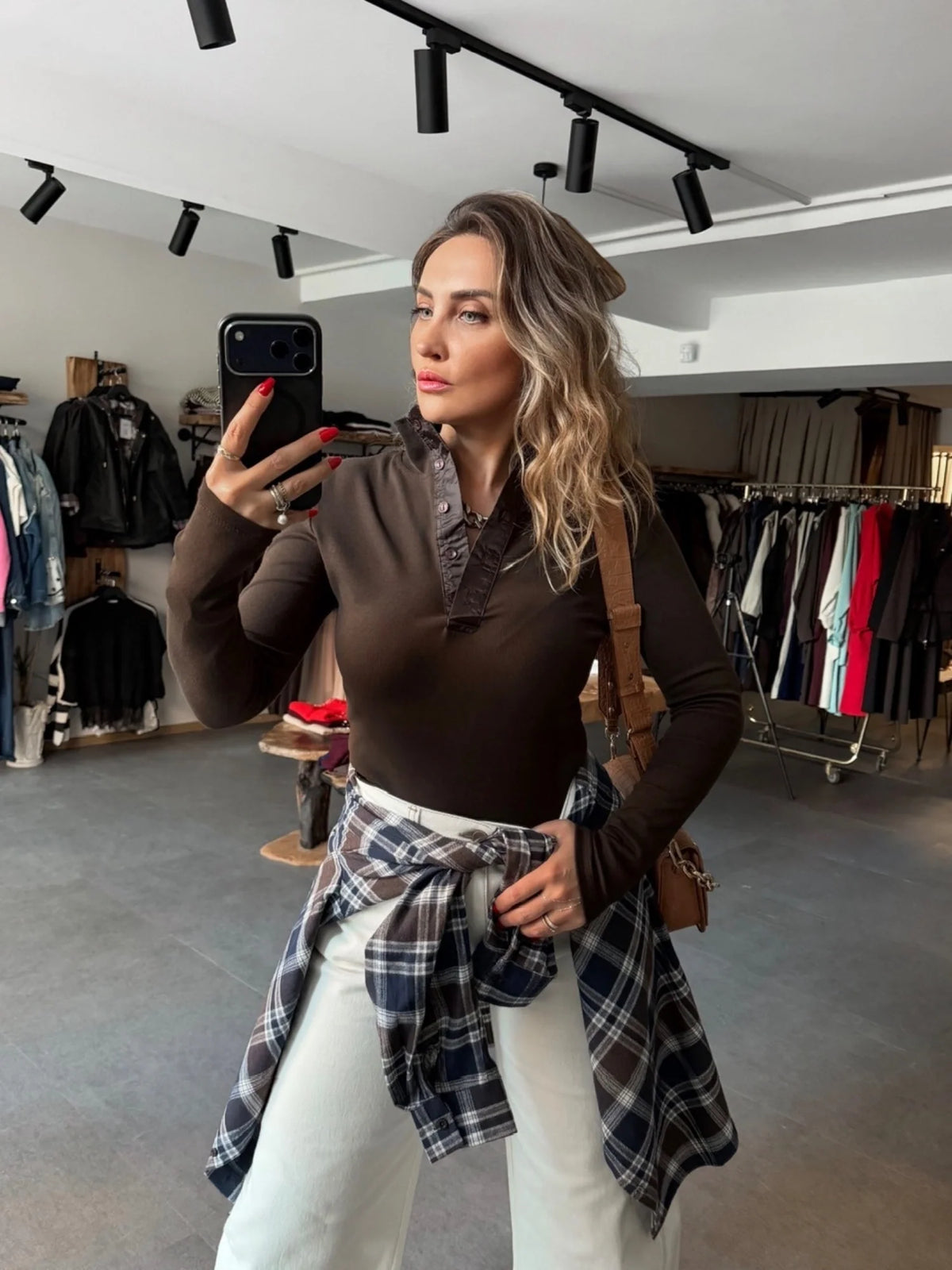 Button-Collar Long Sleeve T-Shirt