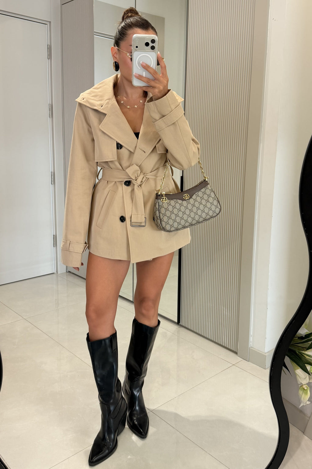 Kiara Camel Belted Trench Coat