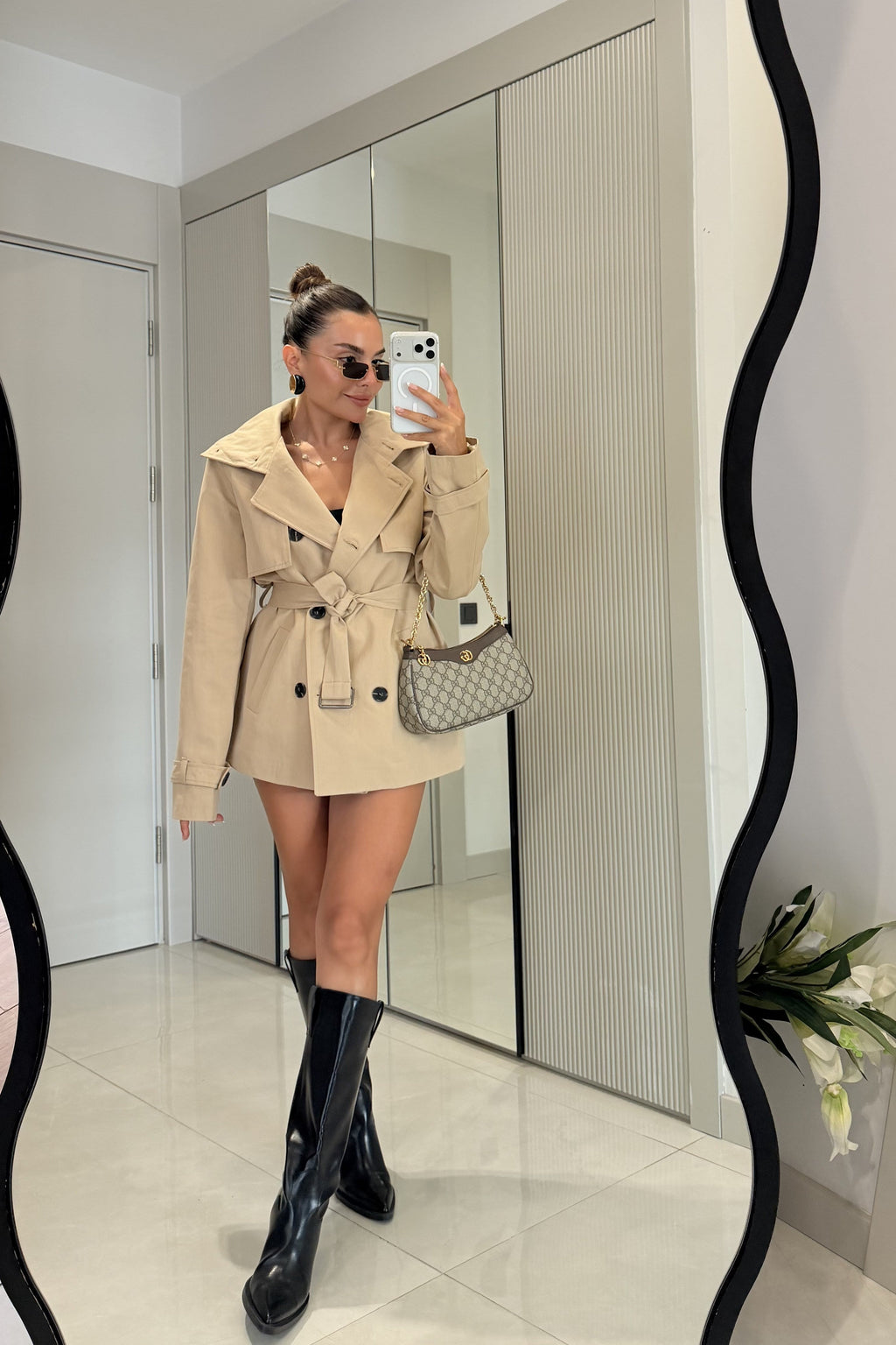 Kiara Camel Belted Trench Coat