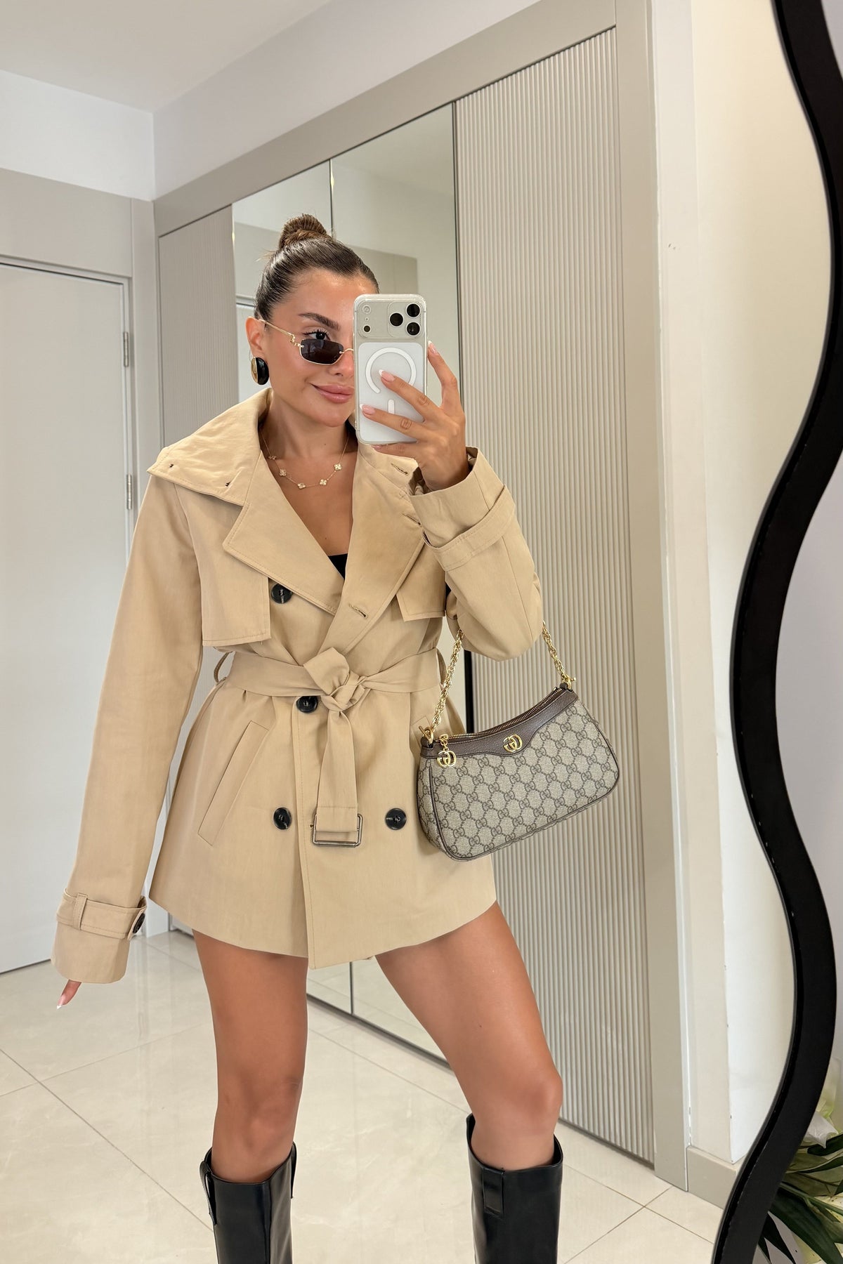 Kiara Camel Belted Trench Coat