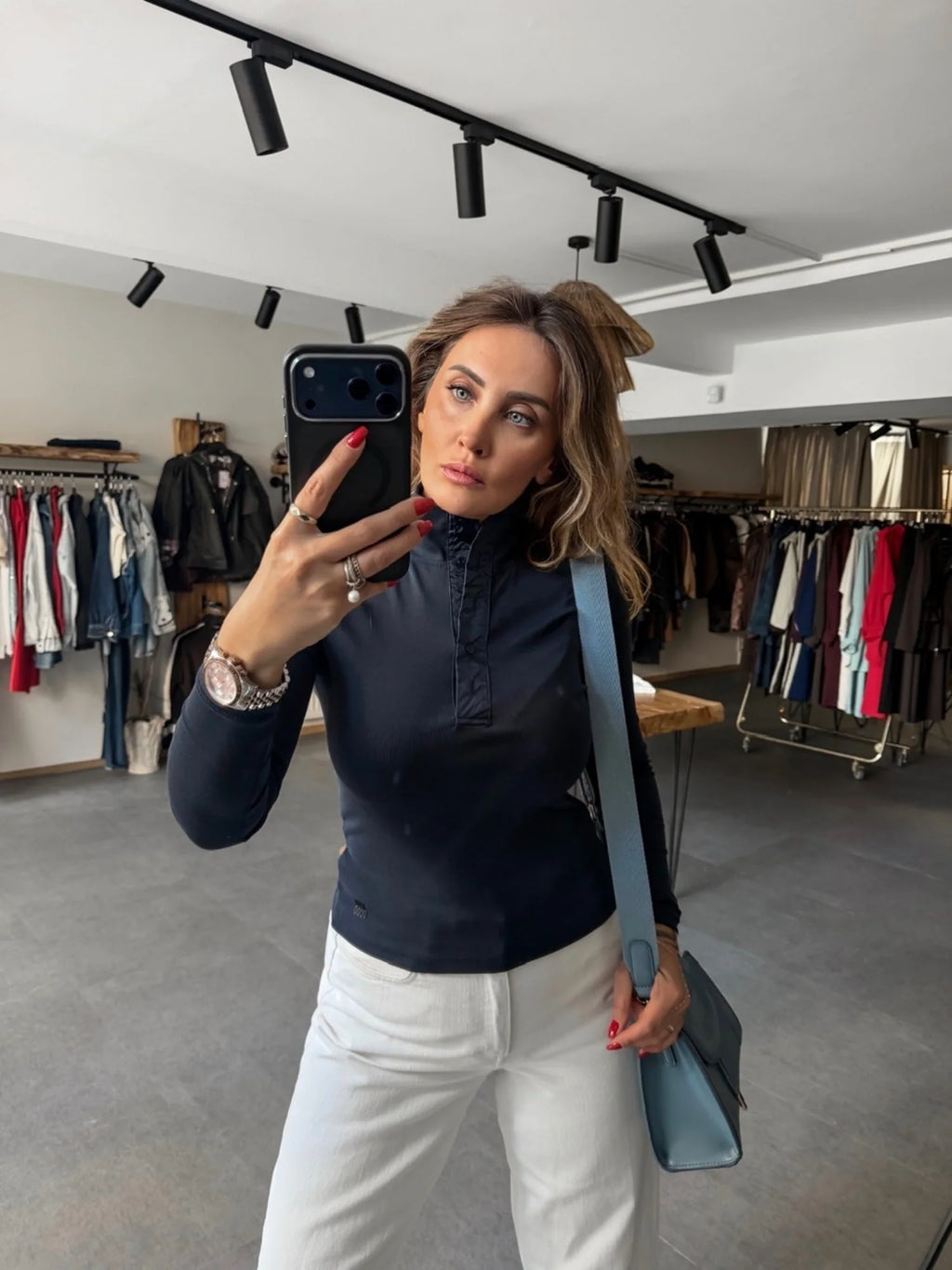 Button-Collar Long Sleeve T-Shirt