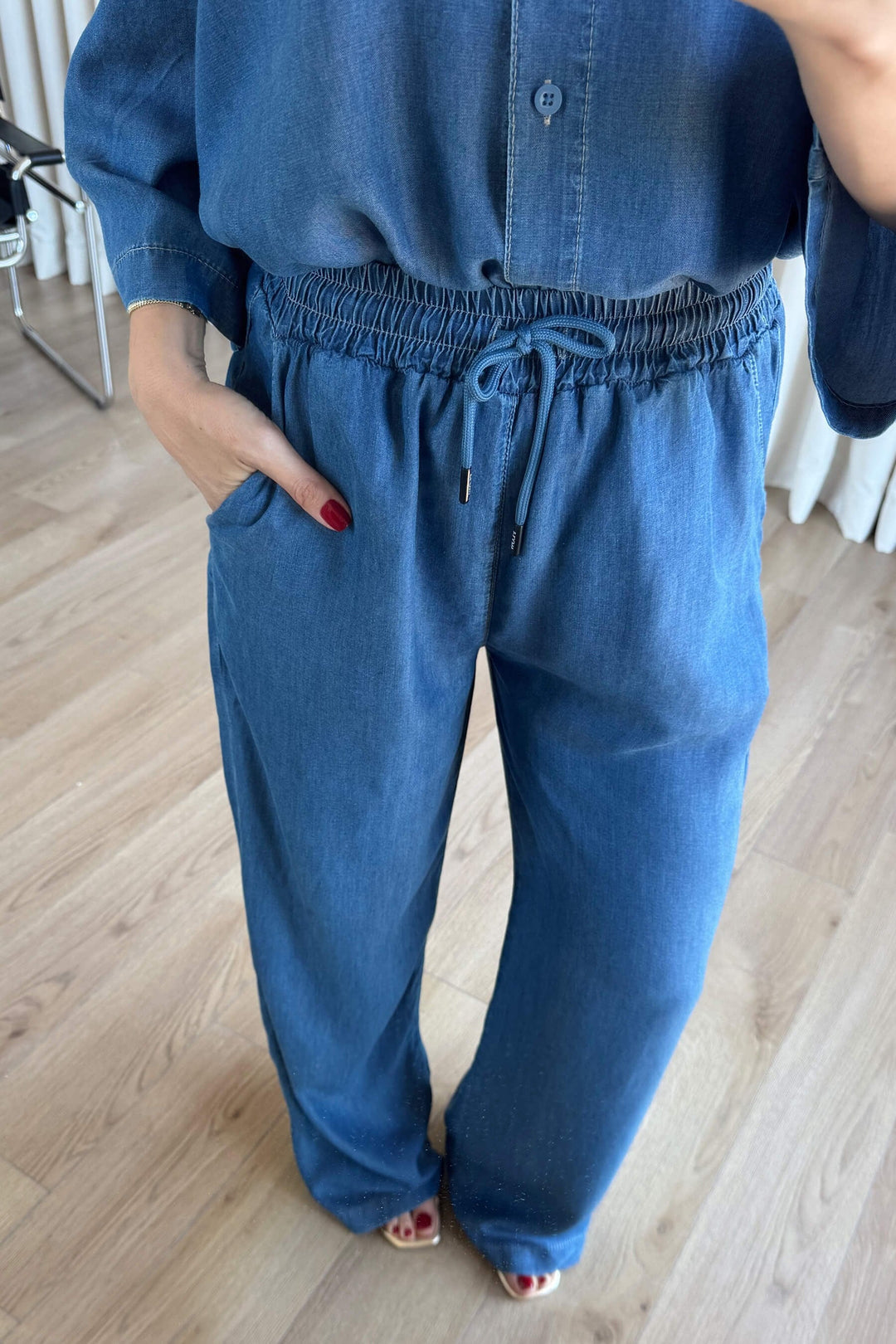 Blue Shirt Trousers Tencel Set