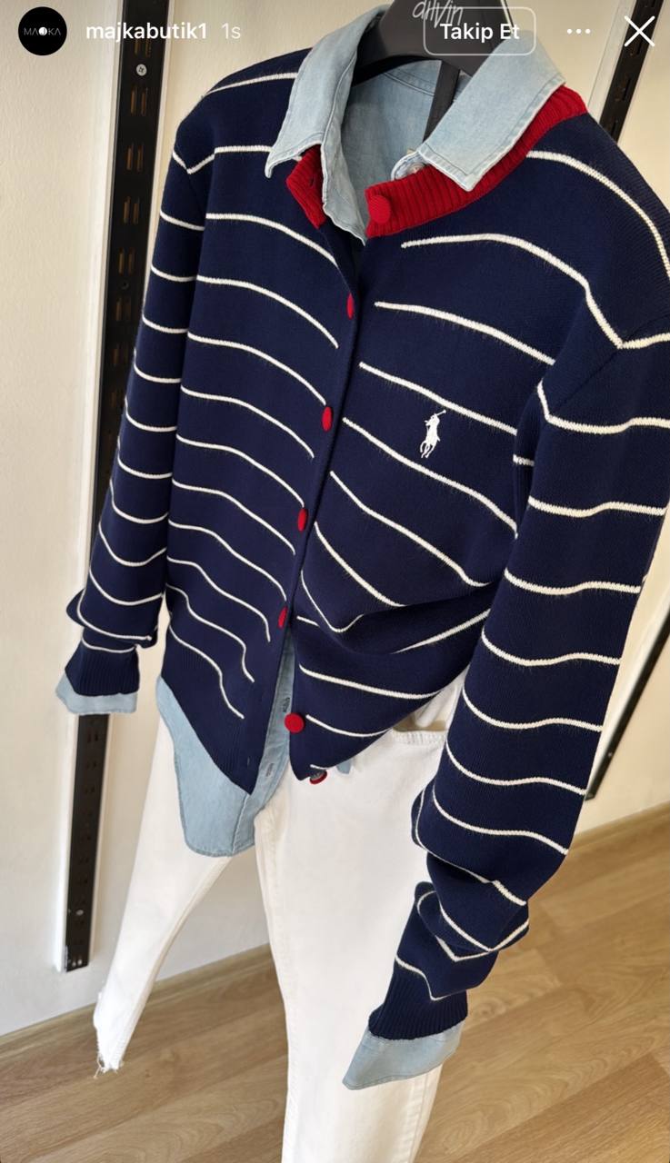 Striped knit cardigan