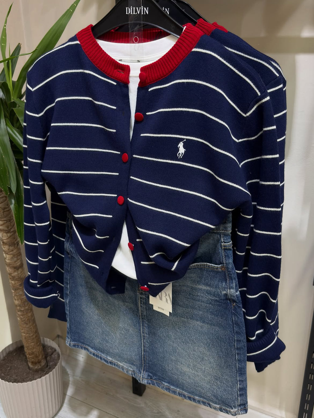Striped knit cardigan