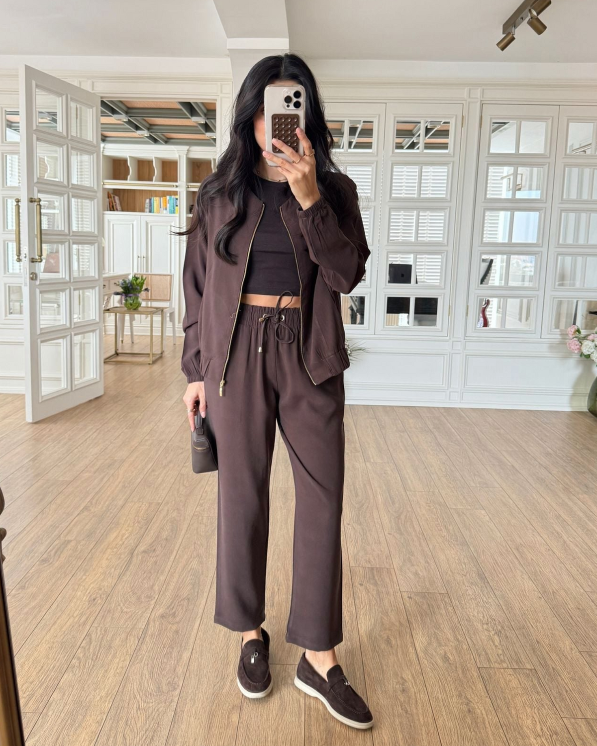 Zip-Up Sweatshirt and Tencel Pants Set