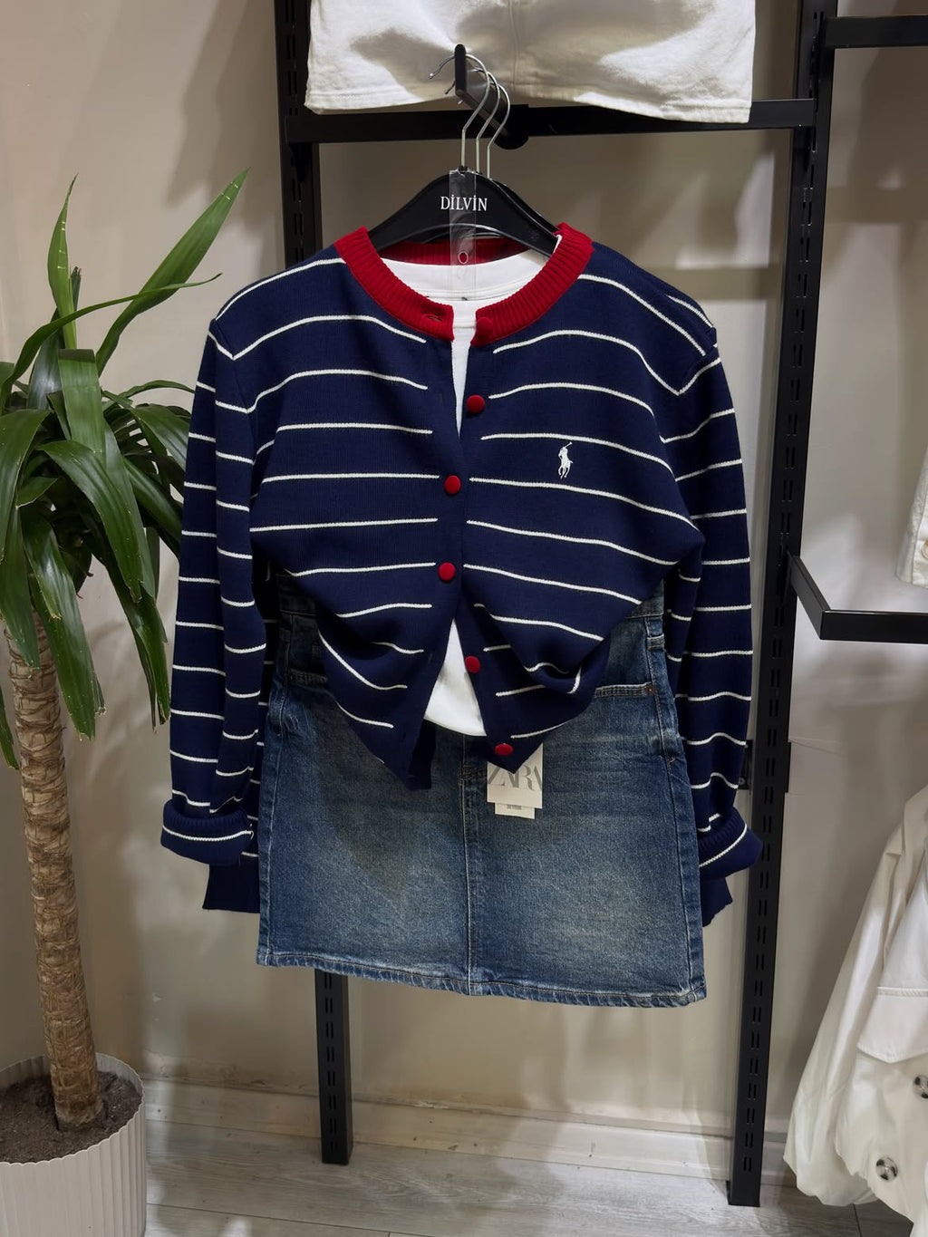 Striped knit cardigan