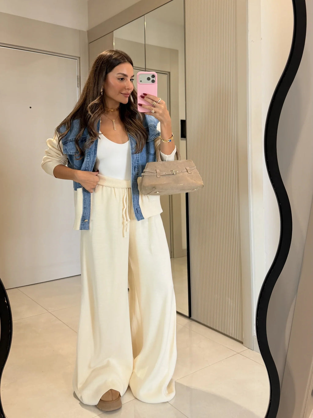 Brody Denim-Trim Knit Set