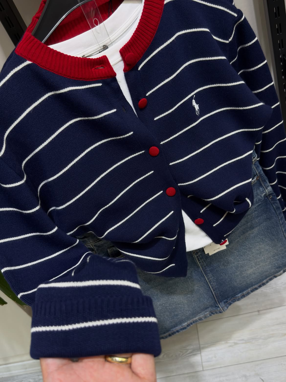 Striped knit cardigan