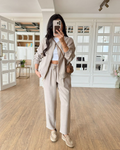 Zip-Up Sweatshirt and Tencel Pants Set