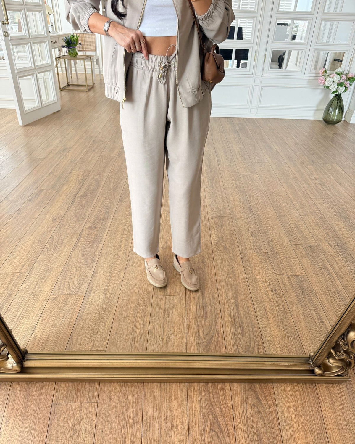 Zip-Up Sweatshirt and Tencel Pants Set