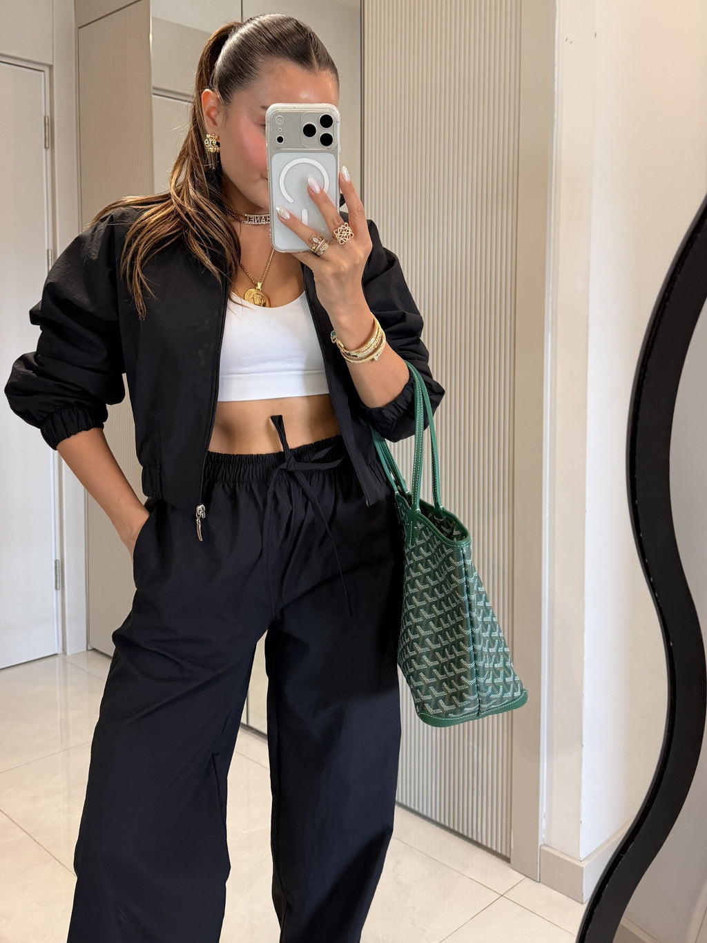 Black Zippered Parachute Set