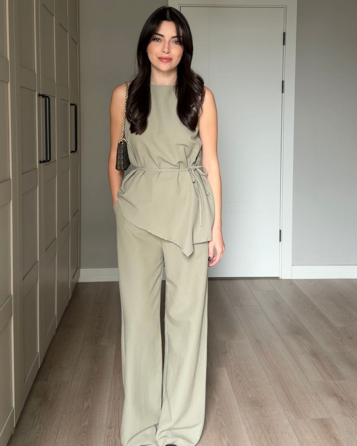 Asymmetric Blouse and Pants Set