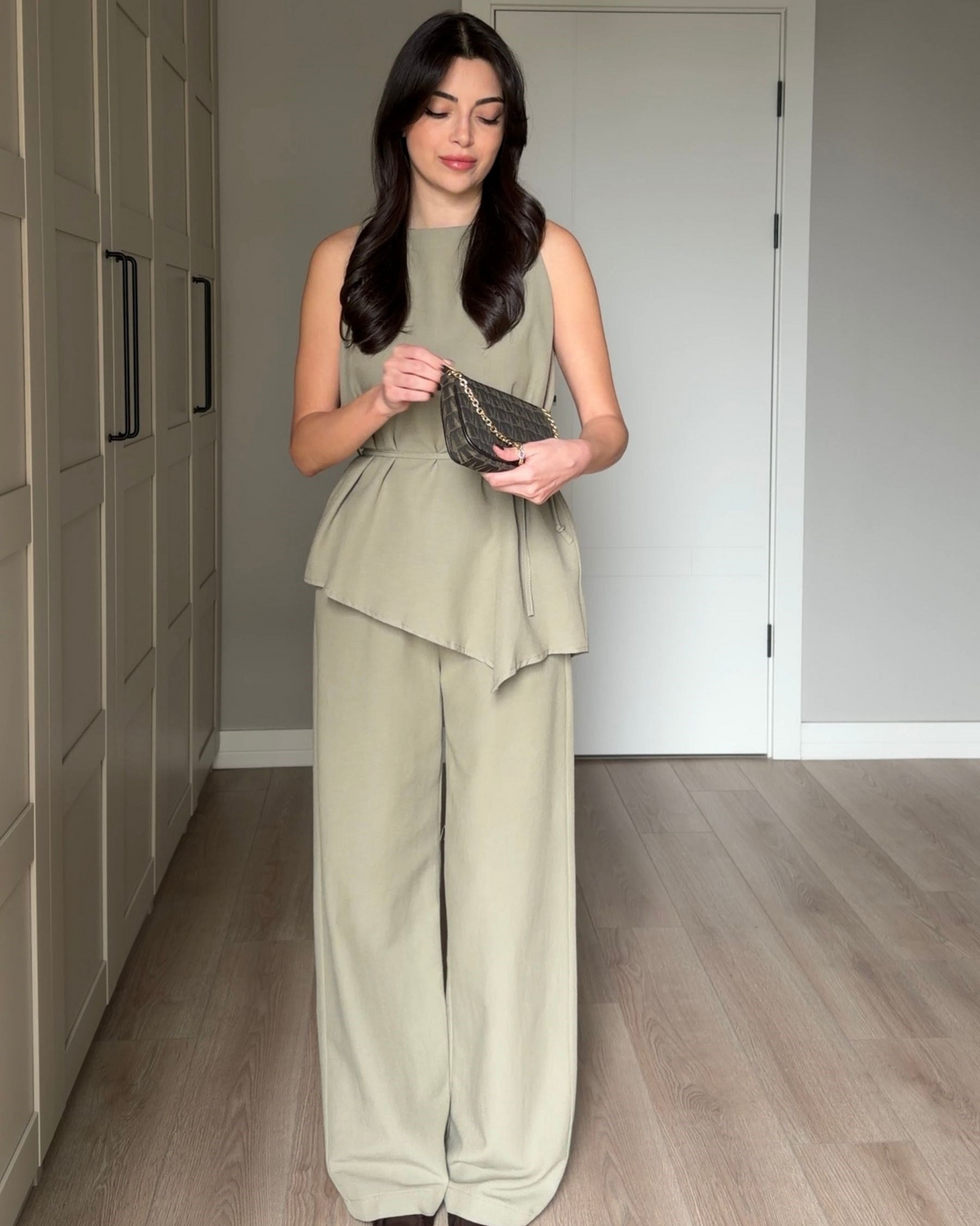 Asymmetric Blouse and Pants Set
