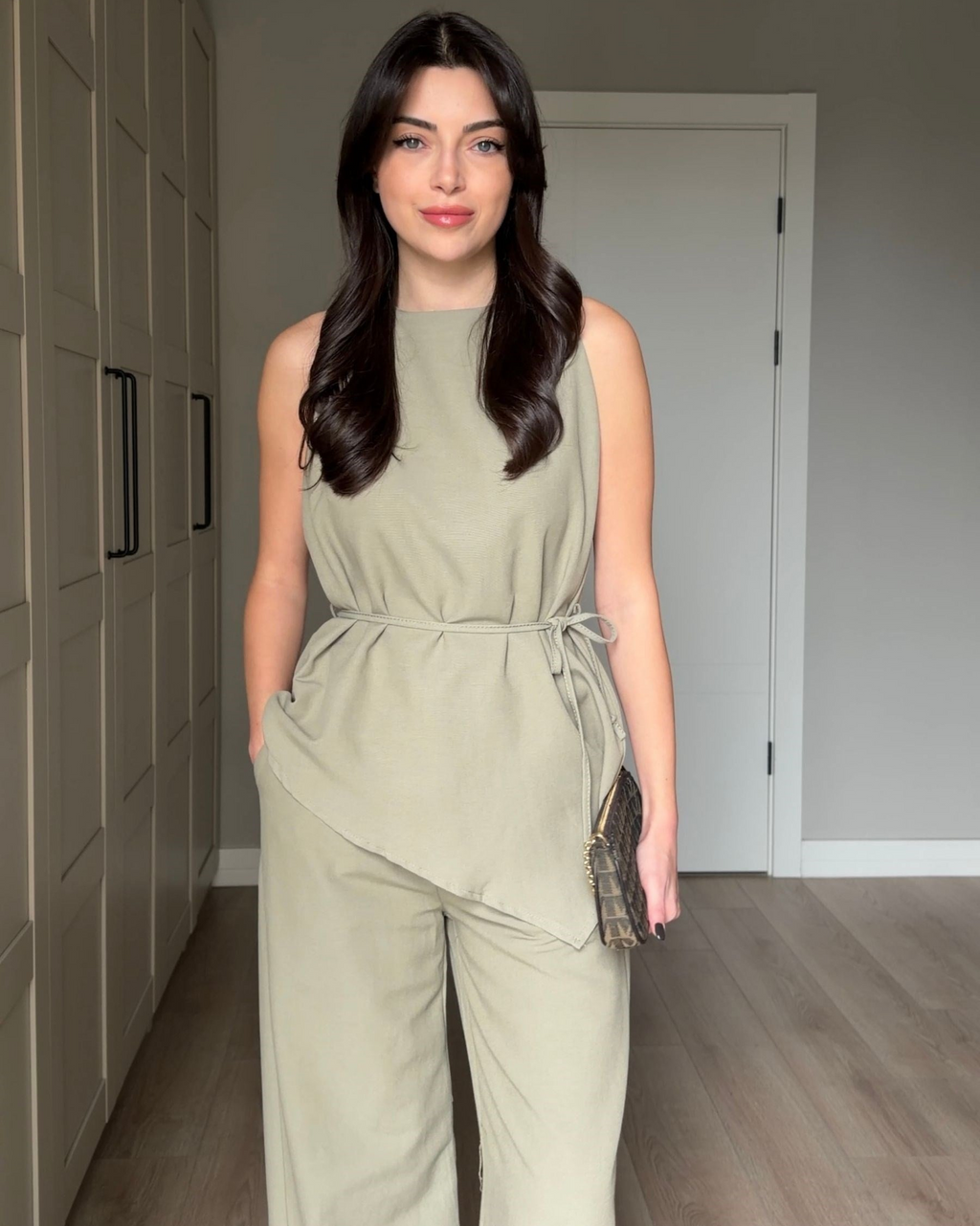 Asymmetric Blouse and Pants Set